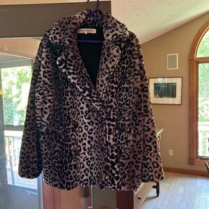 Free people faux fur Kate snow leopard jacket medium